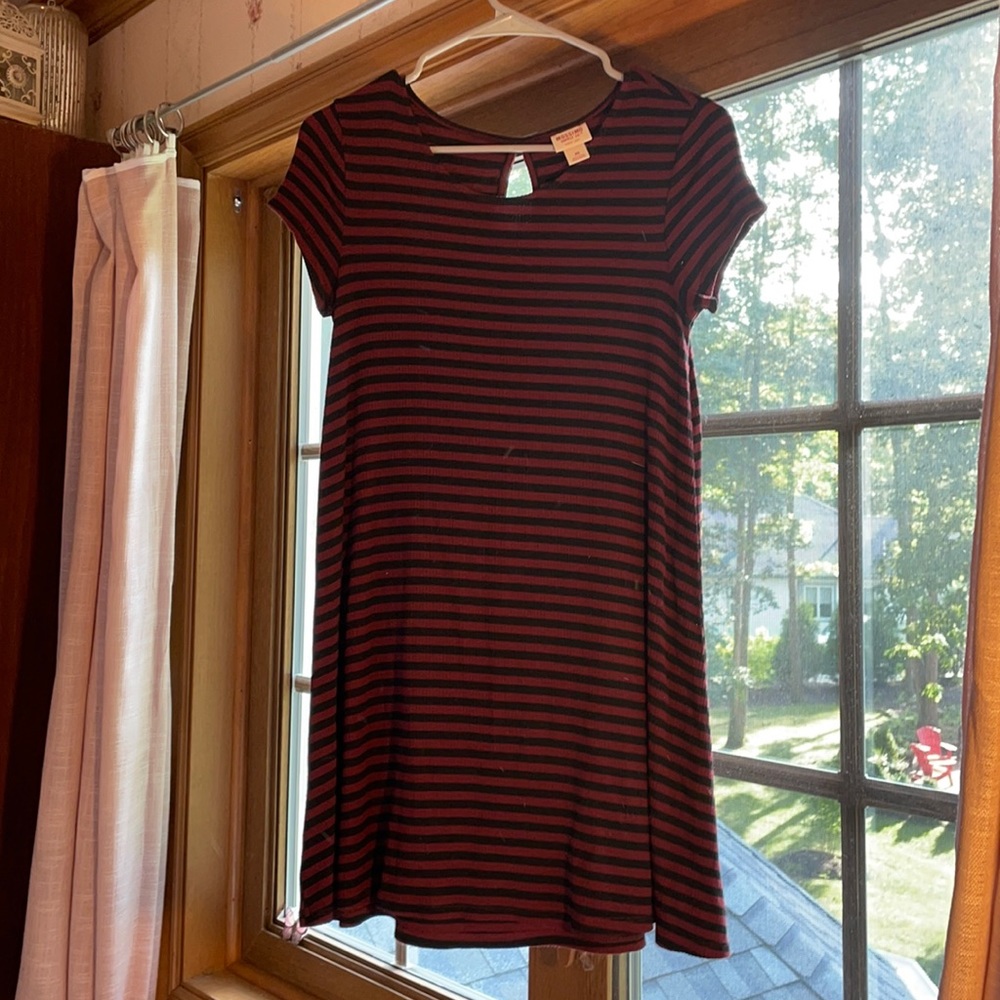 Maroon and Black striped easy dress